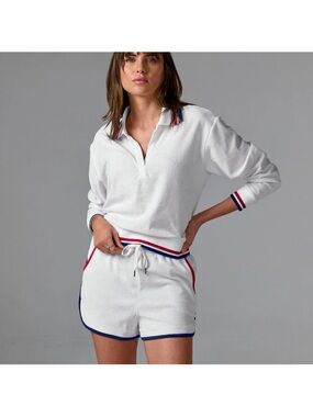 New Boston Proper White Terry Cloth Shorts and Top size XL